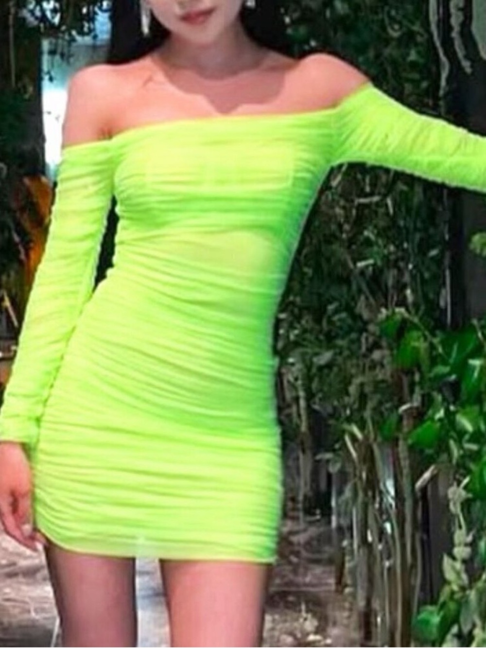 Babaton Luxor Long Sleeve Mini Dress in Neon Sunray Yellow NWT